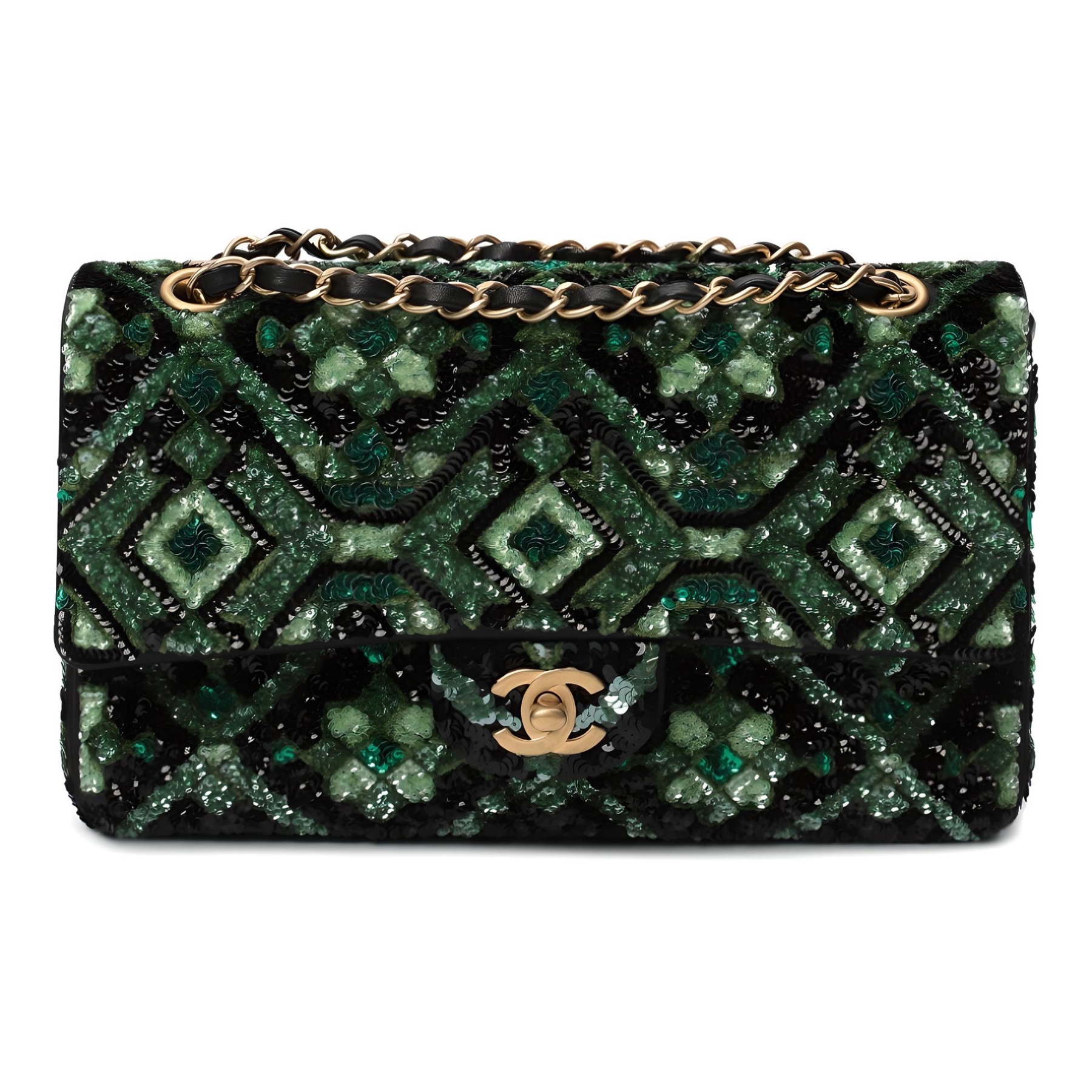 Chanel-classic-flap-mosaic-sequin-green