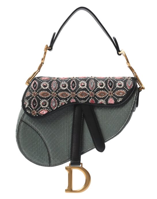 Dior-Saddle-textile-beads-green-multi