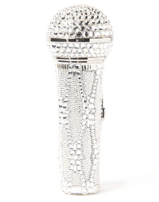 Microphone-karaoke-leather-crystals-silver-back