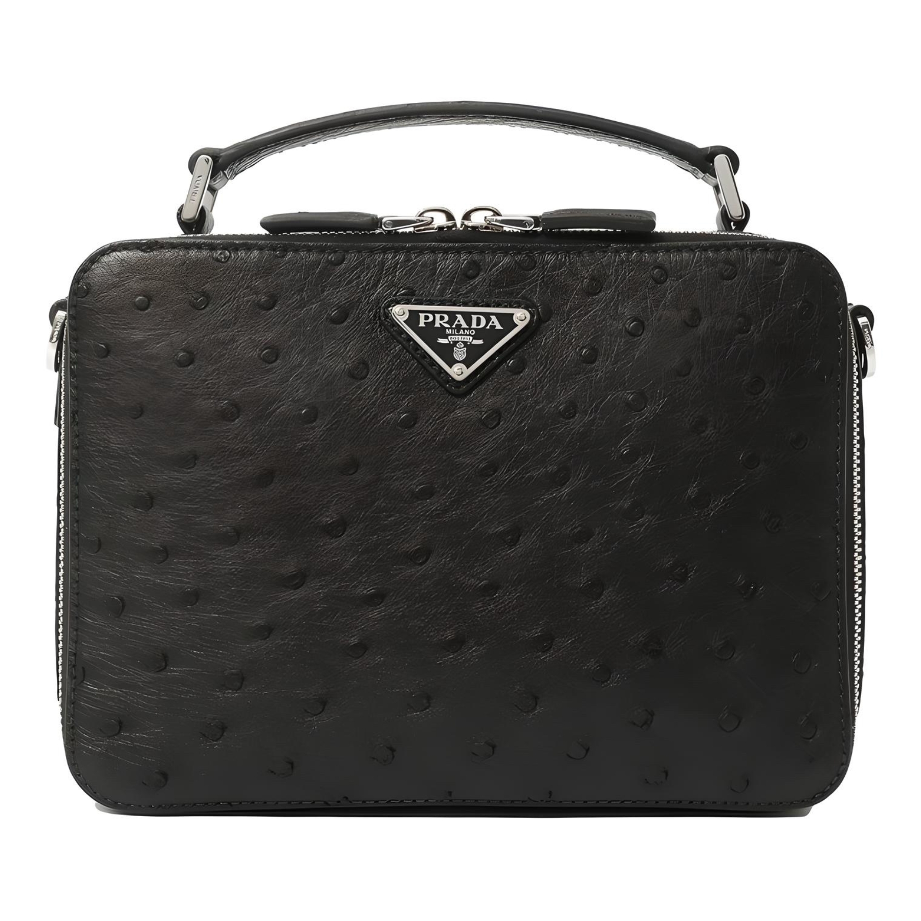 Prada-Business-Pouch-ostrich-black