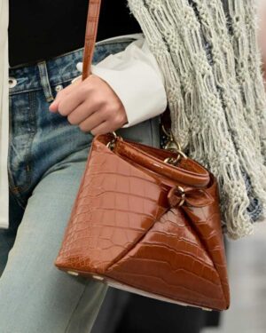 Dior Bow Bag 2026 in caramel croc leather with gold hardware