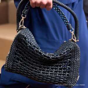 Fendi Woven Hobo 2026 in hand-woven midnight leather with braided handle – runway handbag