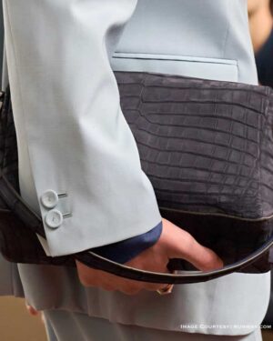 Fendi Croc Shoulder 2026 in genuine charcoal crocodile leather – luxury runway shoulder bag