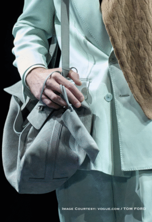 Tom Ford Suede Tote 2026 in matte grey suede with structured silhouette – runway pre-order