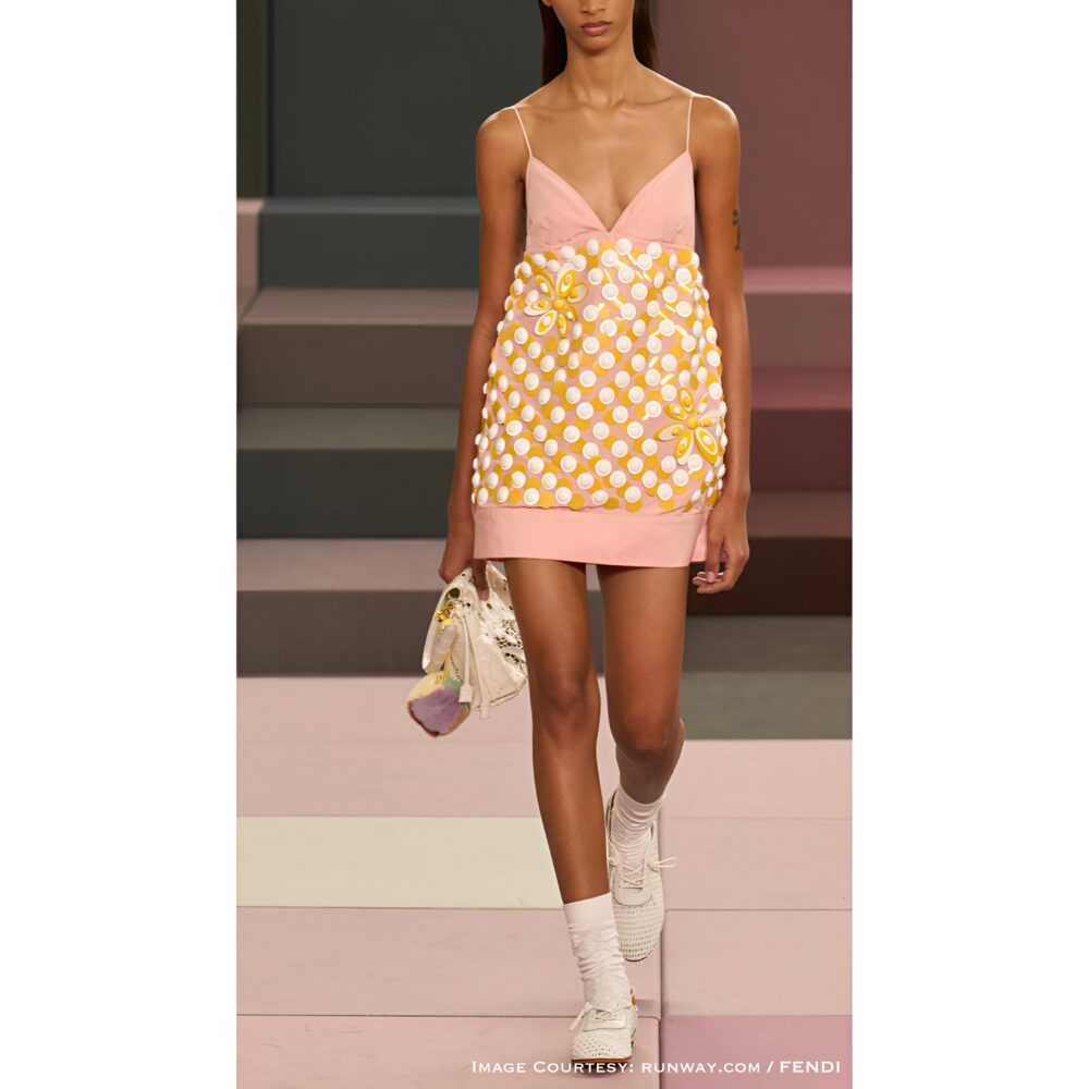 Fendi Floral Croc Baguette 2026 in ivory crocodile leather with floral appliqué – runway handbag