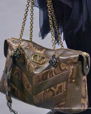 Valentino VLogo python patchwork shoulder bag with gold chain and VLogo clasp