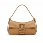 Fendi Runway Fall Winter 2026 leather shoulder handbag with whipstitched detailing and signature buckle