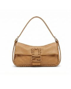 Fendi Runway Fall Winter 2026 leather shoulder handbag with whipstitched detailing and signature buckle