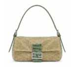 Fendi Runway Fall Winter 2026 Baguette with metallic woven body and green exotic leather strap