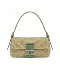 Fendi Runway Fall Winter 2026 Baguette with metallic woven body and green exotic leather strap