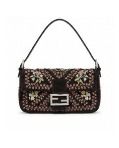 Fendi Runway Fall Winter 2026 Baguette with floral embroidery and silver FF clasp