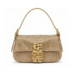 Fendi Runway Fall Winter 2026 Baguette in gold crystal embellishment with exotic leather FF clasp