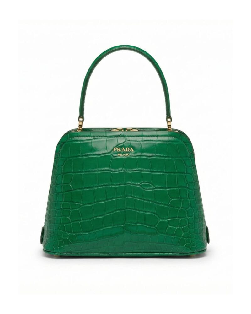 Prada Crocodile Leather Bag in emerald green with gold hardware