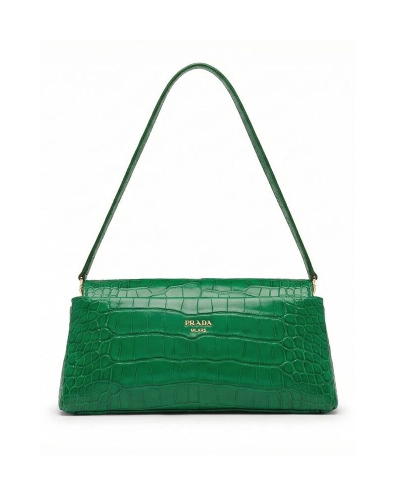 Prada Crocodile Leather Bag in emerald green with gold hardware