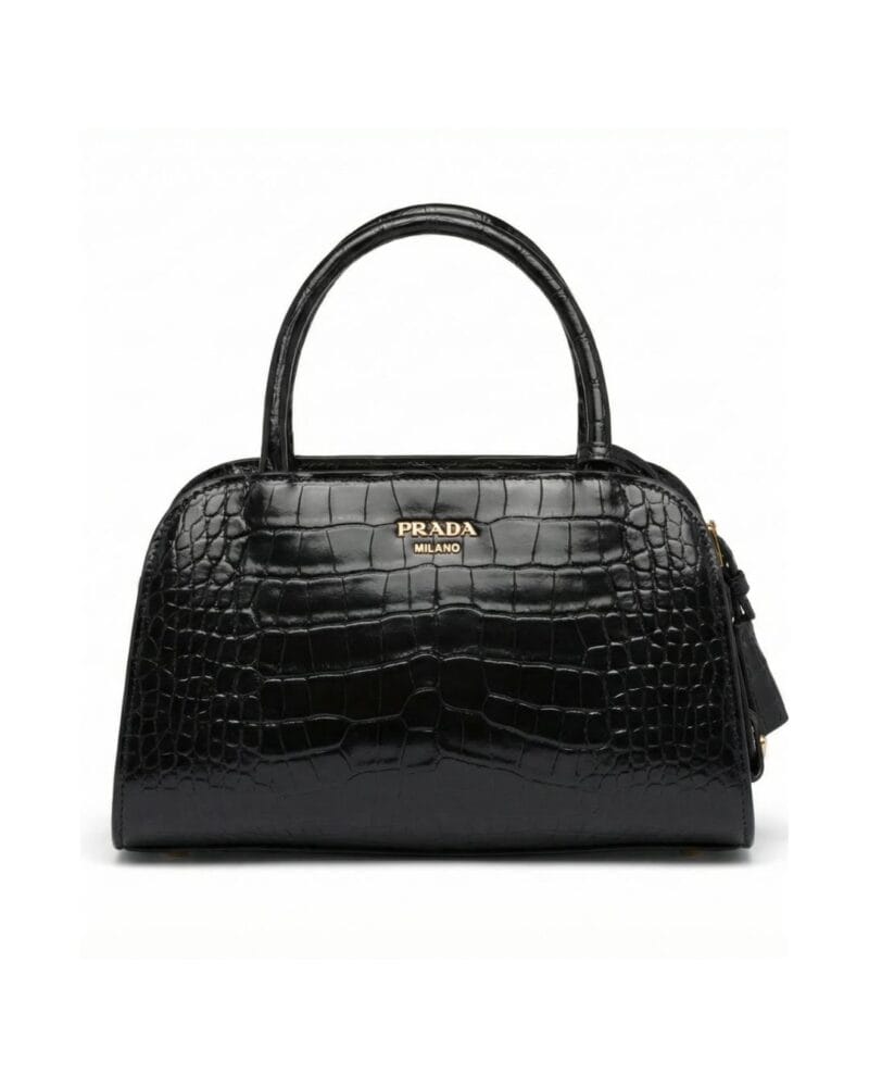 Prada Crocodile Leather Bag in black with gold hardware