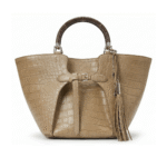 Burberry Fall Winter 2026 runway alligator handbag in structured exotic leather with tassel detail