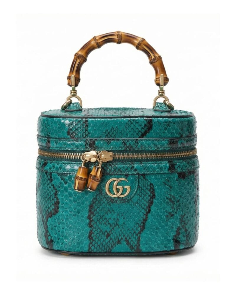 Gucci Snakeskin Bamboo Bag green python leather