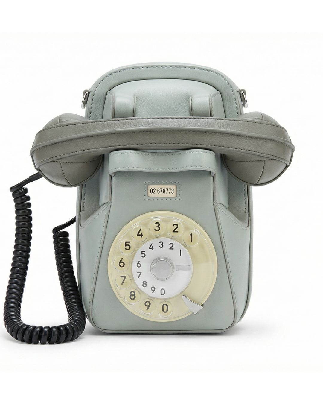 Moschino Runway Fall Winter 2026 Telephone Bag in mint leather novelty rotary phone design