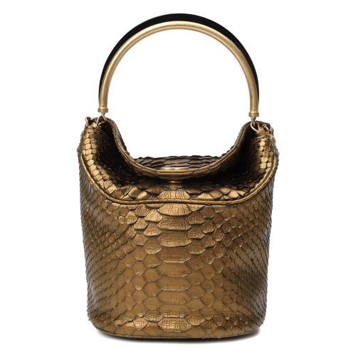 Chanel-Bucket-snakeskin-gold